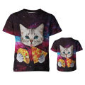 New Summer 3D Space Milky Printing T Shirt Basketball Cat Graphic T-shirts For Men Kids Fashion Short Sleeves Clothing Tees. 
