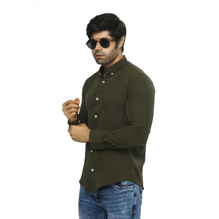 Plain olive color shirt for men