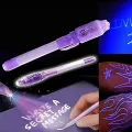 Luminous Light Pen Invisible Ink Magic UV Light Money Detector Pen 2 In 1 Combo Purple Light Drawing Learning Education For Kids. 