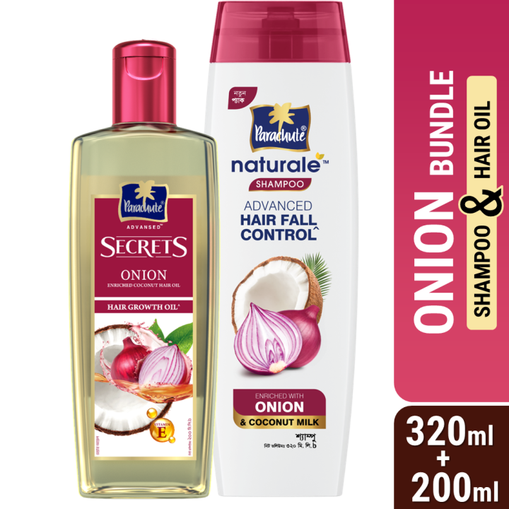 Parachute Advansed Onion Hair Growth Oil 200ml & Parachute Naturale Shampoo Onion Hair Fall Control 320ml - onion