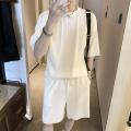 Korean Fashion Summer Clothes 2 Piece Set Mens Outfits Solid Color Slim Fit Streetwear Tracksuit Casual Clothes For Men Shorts.