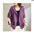 Lian Loose Cotton Ancient 2024 Large Short Coat Size Small Hat Top Female Art Style Summer Quality Female Leisure Coat Thin Complex Wide Break 〕. 