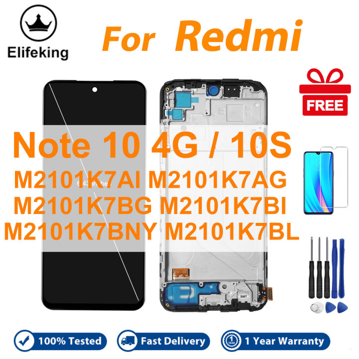 LCD With Frame For Xiaomi Redmi Note 10 4G Note 10s M2101K7AI Display Touch Screen Digitizer Assembly Replacement Parts