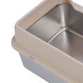 Stainless Steel Cat Litter Box Easy To Clean Odor Blocking Large Kitty Litter Box with Scoop for Big Cats. 
