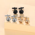 Electroplated Suit Shirt Twist Round French Cufflinks Pair Set For Men (1 Pair).