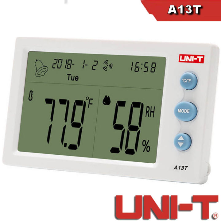 UNI-T%20A13T%20Indoor%20Outdoor%20Temperature%20Humidity%20Meter%20LED%20Digital%20Hygrometer%20with%20Temperature%20/%20Humidity%20/%20Calendar%20/%20Alarm%20Clock%20A13T%20%20-%20Kings%20Trading%20-%20Image%203