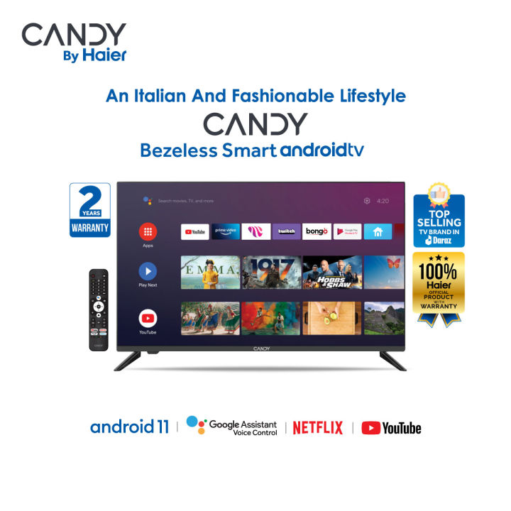 Candy by Haier 40 Android Smart LED TV (C40K6FG) with Free Bongo Subscription