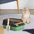 Open Top Pet Litter Tray Cat Sand Box Cats Litter Container Cat Litter Basin Green S. 