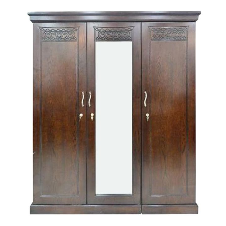 AA 132 - Malaysian Process Wood 3 Part Almirah - 5/6 Feet - Dark Brown