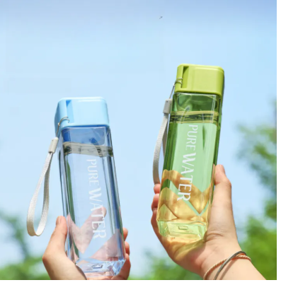 500ml Simple Square Transparent Water Bottle Portable Sport Cup For Drinking Kitchen Tools Water Bottle For School Gym Travel by HomeFix