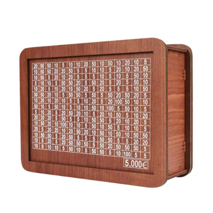 Wooden Piggy Bank for Adult Kids, Money Box with Counter, Money Saving Tin, Money Box with Counting Target Easy Install Easy to Use 5000