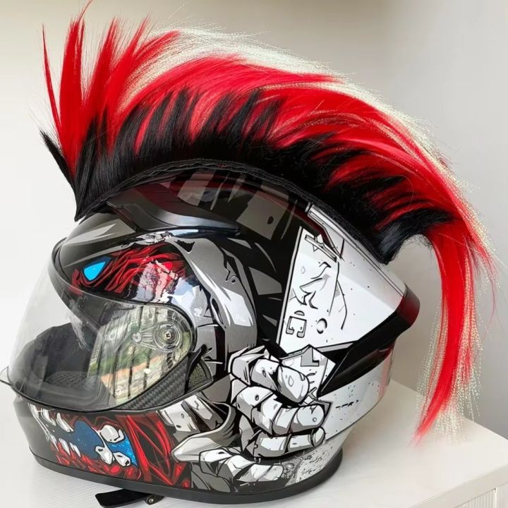 Durable%20Universal%20Mohawk%20Helmet%20Wig%20Lightweight%20Punk%20Style%20Motorcycle%20Helmet%20Decorations%20with%20Magic%20Sticker%20Cockscomb%20Wigs%20-%20Image%205