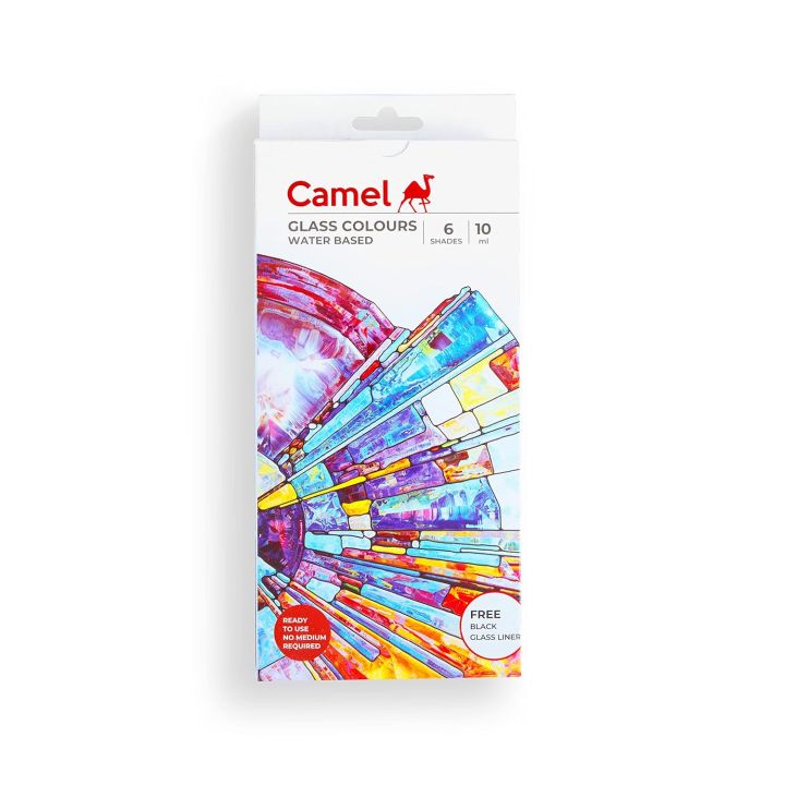 Camel Water-Based Glass Colors Set – 6 Assorted Shades, 10 ml Each