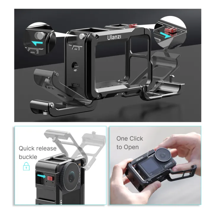Ulanzi%20DJI%20OSMO%20ACTION%204%203%20Metal%20Cage%20Full%20Protective%20Frame%20Case%20Quick%20Release%20with%20Cold%20Shoe%201/4''%20Hole%20GoPro%20Foldable%20Mount%20-%20Image%202
