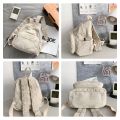 Casual Corduroy Small Backpacks Aesthetic Travel Mini Backpack Purse Double Shoulder Bags Women & Men. 