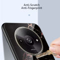 Biruiqu For Redmi A3X Shockproof Fashion Marble Tempered Glass Back Case Cover. 