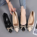 women's shoes Spring/Fall 2022 New medium heel black leather shoes professional high heels stiletto single shoes for women. 