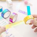 Colorful Shining Rainbow laser Decorative Adhesive Tape Masking Tape DIY Scrapbooking Sticker Label japanese stationery.