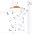 Infant and toddler combed cotton jumpsuit short-sleeved breathable male and female baby summer clothes and thin newborn pajamas for summer.