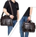 Men's Briefcase Bag Casual Handbag Cow Leather Single Shoulder Cross Body Business Travel Bag Messenger Computer Bag for men. 