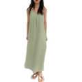 Chic Side Split: Casual Cotton Crepe Sundress for Warm Weather Adventures.