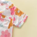Toddler Baby Girls Clothes Pajamas Short Sleeve Lapel Neck Floral Print Buttons Tops + Loose Short Pants Sleepwear Pajamas Suits. 