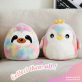 Athoinsu Cute Penguin Throw Pillow Cotton Filled Round Cushion Rainbow Pink Soft Safe Children Plush Toy Sofa Cushion Home Decor. 
