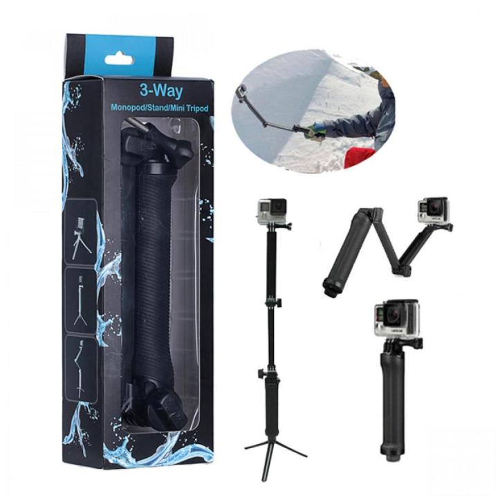 SHOOT 3 Way Waterproof Monopod Selfie Grip Tripod Mount For Gopro Hero 5 4 Session SJ4000 Xiaomi Yi 4K Sports Camera Accessories