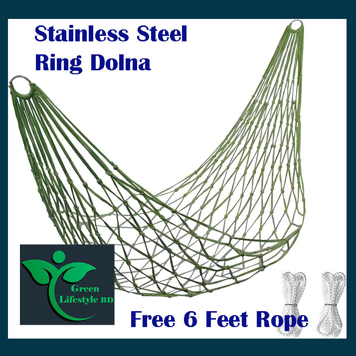 Stainless Steel Ring Dolna/Hammock Sleeping Bed Outdoor Travel Camping  Long 8 Feet Weight 100kg+ Free 6 Feet Rope