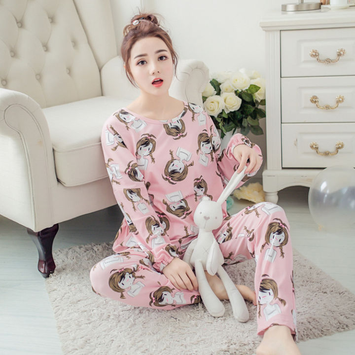 Wholesale%20Korean%20Pajamas%20Ladies%20Spring%20and%20Autumn%20Sweet%20and%20Cute%20Student%20Girl%20Loungewear%20Long%20Sleeves%20and%20Pants%20Ladies%20Sets%20-%20Image%202