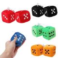 1 Pair Fuzzy Dice Dots Rear View Mirror Hanger Decoration Car Styling Accessories. 