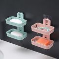 soap holder organizer lagayan ng sabon pang ligo soap organizer Double No Punching Soap Box wiht Seamless Sticker Drain Soap Holder Box Sponge Storage Rack for Bathroom Kitchen Accessories. 