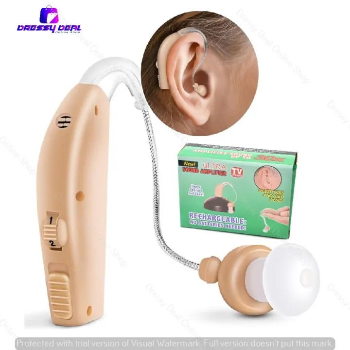 Ultra Rechargable Sound Amplifier BTE System Hearing Aid  30X Sound Amplification with Recharging Station