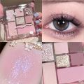 New Nine-color Eyeshadow Palette Rose Pink Color Pearly Matte Glitter Eyeshadow Pallete Shiny Eye Shadow Eye Pigments. 