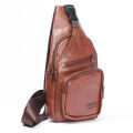 PU Leather Cross Body Bag Pack For New stylish Fashion Backpack Dark Brown & Brown - Bag For Boys.