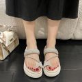 Internet-Famous Slippers Women's Summer Outerwear2023New Super Popular Platform Muffin Rhinestone Fashion Fairy Flip-Flops.