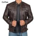 Plus Size Jacket S-5XL Men's Autumn Winter Leather Jacket Casual Stand Collar Motorcycle Biker Coat Zip Up Outwear. 