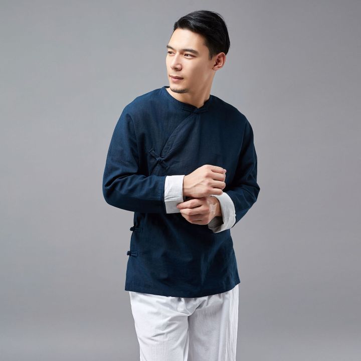 New%20Round%20Neck%20Pulling%20Sleeves,%20Ramie%20Men's%20Long%20sleeved%20Top,%20Ma%20Fan%20Cloth,%20Ethnic%20Style,%20Solid%20Color%20Tang%20Dress%20-%20Image%207