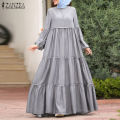Zanzea Wanita Muslimah Wanita Muslim Abaya Dubai Lengan Panjang Maxi Pakaian Panjang Penuh Sundress Plus.