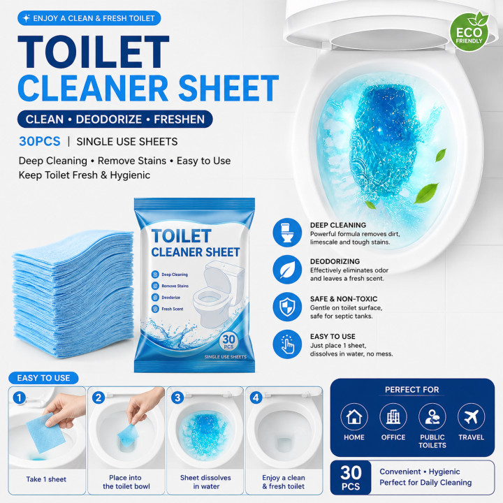 Toilet Cleaner Sheet 30pc Mopping For Home