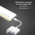 3 In 1 Type C OTG Adapter USB 3.0 PD Fast Charging Cable Splitter U Disk Reader Hub For Mobile Phone Laptop PC Accessories. 