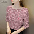 ZANZEA Women Business Casual Floral Printed Tops Office OL Workwear Square Neck T-Shirt #11.