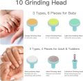 Baby Nail Trimmer Electric Safe Baby Nail Clippers Baby Nail File Kit, Trim Polish Grooming kit for Newborn Toddler or Adults Toes Fingernails, 6 Grinding Heads and LED Light, Meadow.