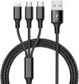 3 in 1 USB Charging Cable Fast Charger Cord Type C Micro USB iPhone High-Speed Data Transfer.