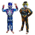 Kids Superhero Role Play Costume Movie Character Transformer Robot Fantasy Muscle Costume Boys Girls Halloween Mask Jumpsuit.
