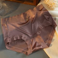High-End Satin Nude Feel Seamless Underwear Ladies' Hip Lifting Mid-Waist Silk Crotch New Spring and Summer Lace Briefs. 