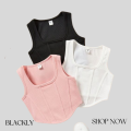 Sleeveless Three Color Combo Cotton Crop Top For Women's.