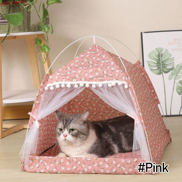 Xiaofeng】Summmerflowers pet Bed puppy dogs tent house Four