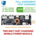 Qc4.0 Qc3.0 Led Dual Usb Pd Fast Charge 5a 100w /type-C Usb Mobile Power Bank 18650 Charging Module Temperature Protection. 