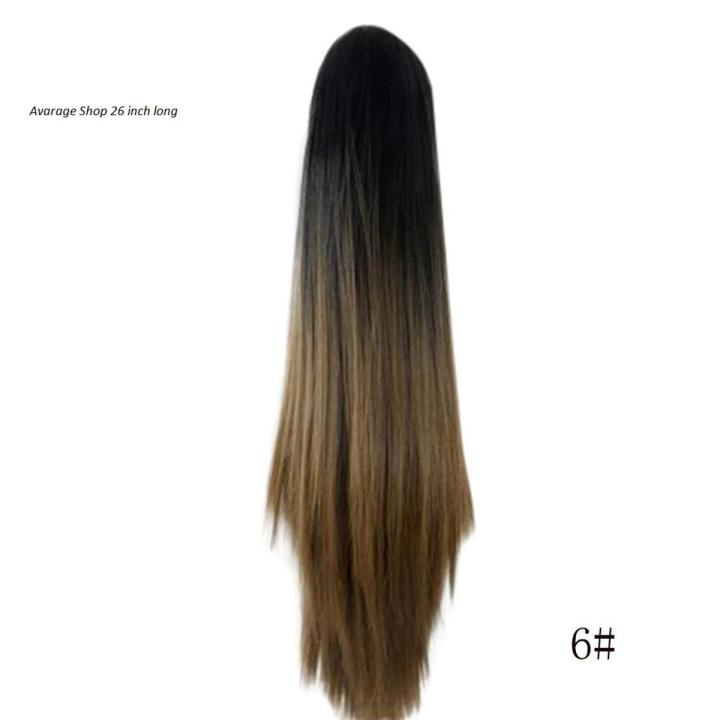 Women wig Claw Clip Long Straight Ponytail Hair Extensions Wig